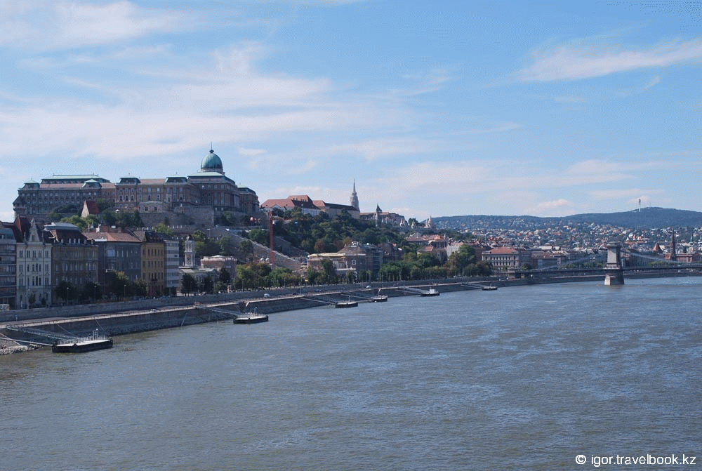 Вид на Дунай и Будайский замок (с моста Элизабет)